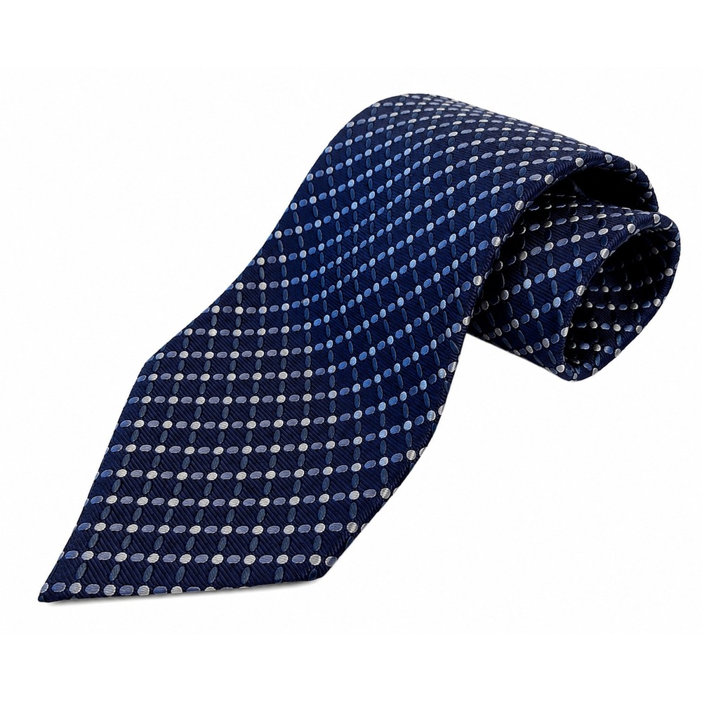Bolgheri Men's Classic Neck Tie One Size Blue Geometric Print 100% Silk Italy